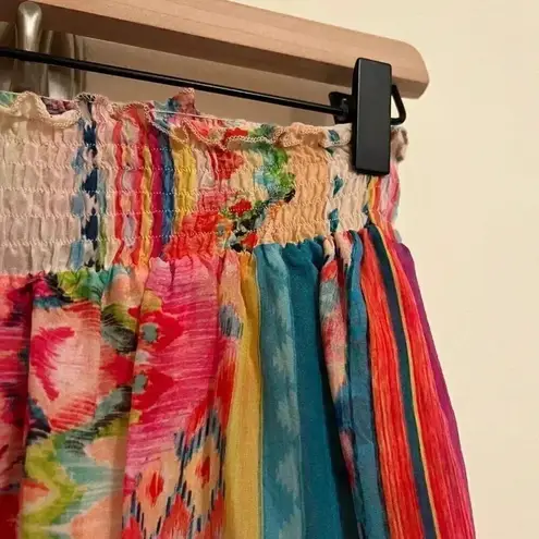 Johnny Was Mariah Printed Smock-Waist Wide Leg Pull-On Pants