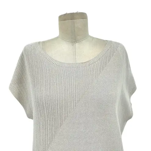 Eileen Fisher  Mixed Knit Tunic Sweater Top Bone‎ Gray Cream Size Small
