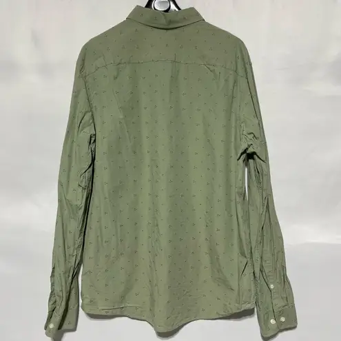 Goodfellow & Co Dot Cotton Long Sleeve Button Down Shirt Sage Green Size XL