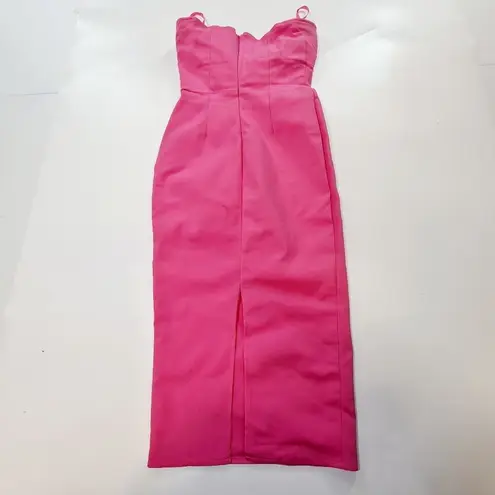 MORE TO COME Sophia Strapless Midi Dress in Pink Small