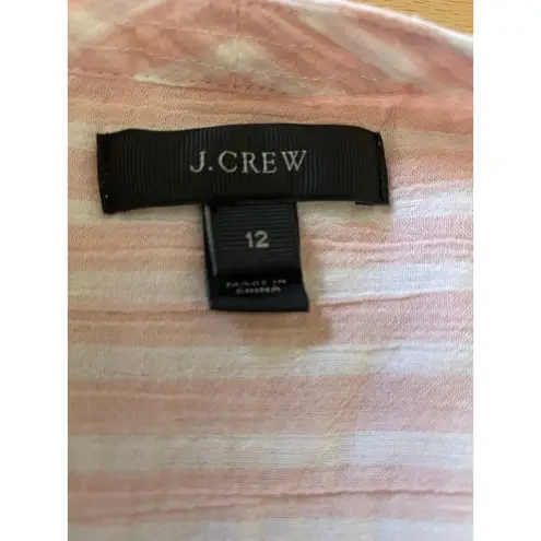 J.Crew Pink & White Striped Tunic Cotton Shirt Size 12