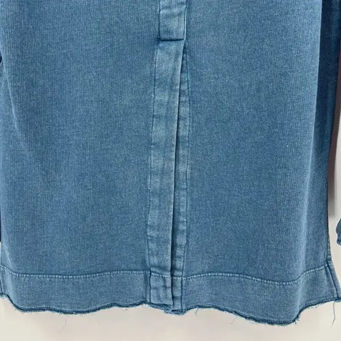 Pilcro Anthropologie Sweatshirt Blue Split Hem Tunic Top 100% Cotton Size Small