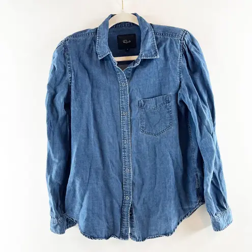 Rails Long Sleeve Button Up Madelyn Chambray Shirt Top Pacific Blue Wash Small