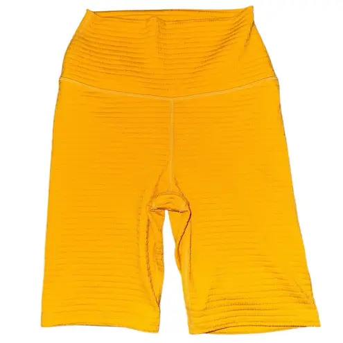 Carbon38 Women’s Size S Mustard Yellow Ribbed Jacquard Exercise Biker Shorts