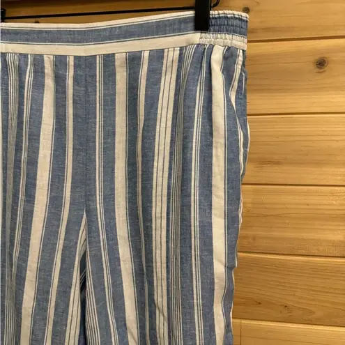 Maeve By Anthropologie Size 10 Linen Blend Vertical Striped Straight Leg Pants