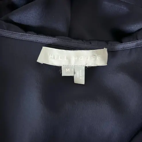 Hill House Nima Silk Ruffle Wrap Mini Dress in Navy Blue Size Medium