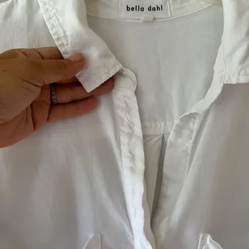 Bella Dahl Sz L Tencel Pockets Tie Front Shirt V Neck Blouse White Blouse