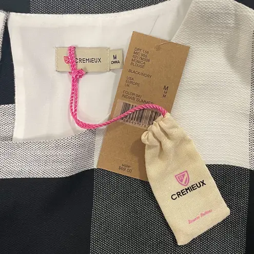 Cremieux Black White Buffalo Plaid Sleeveless Hi Lo Short Length Top NWT Medium