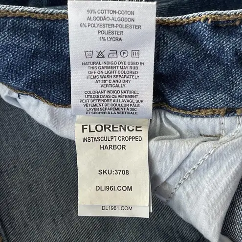 DL1961  SZ 27 Florence Instasculpt Cropped Jeans Mid-Rise Zip-Fly Distressed Cuff