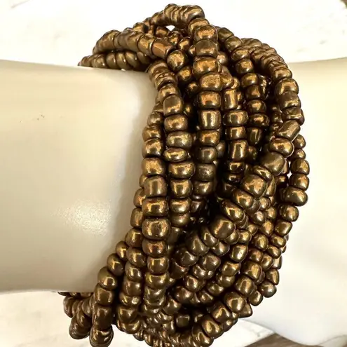 The Beaded Soul gold seed bead multi strand bracelet