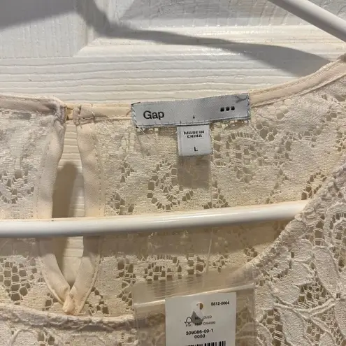 Gap ‎ Ivory Lace Short Sleeve Blouse Women's Large Romantic Cottage Bridal NWT