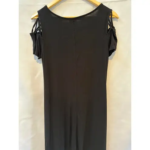 Justify Black Dress with lace up shoulder caps Size L