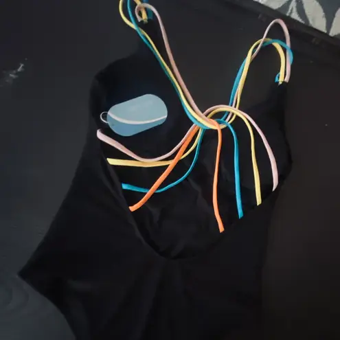 One Piece Hilinker Women's Swimsuit Spaghetti Strap Textured Cutout Bathing Suit