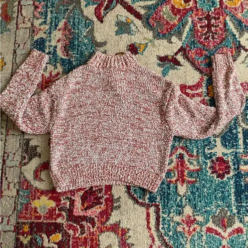 Boutique Knit Mock Neck Sweater in Terracotta and White Pink