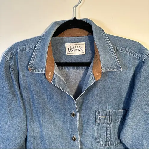 basic editions  Denim Button Down Shirt Vintage Womans XL