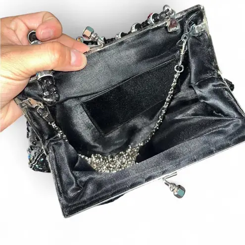 Elegant Black and Multicolor Beaded Women's Bag