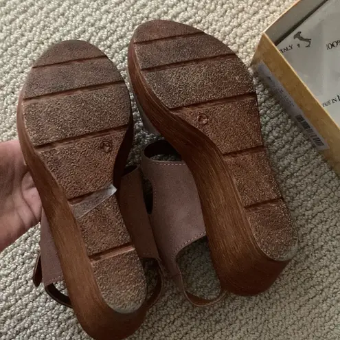 Bella Vita NEW Blush Suede Aniitaly Slingback Wedge Sandals Leather Size 8.5 NIB
