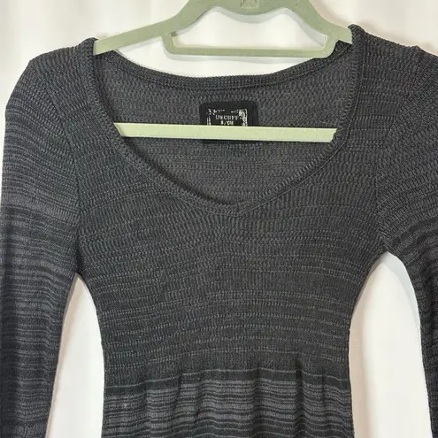 Decree Y2K Gray Black Babydoll Tunic Top Long Sleeve Sz Sm Fairy Grunge Coquette