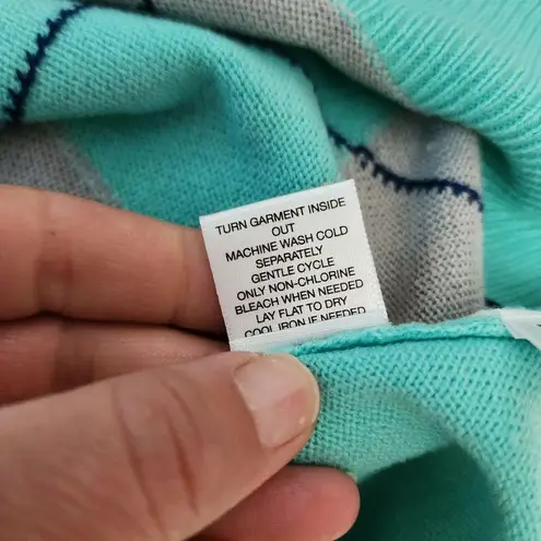 New York And Company Waverly Turquoise Argyle Vneck Sweater Size Medium