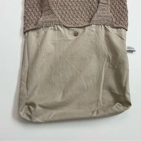 Kathy Ireland Vintage Purse Crocheted Sack Bag Tote Boho Neutral Taupe Y2K