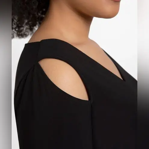 Sympli Nu Focus Tunic Cut Out Shoulder Asymmetrical Hem Top Black Size 2