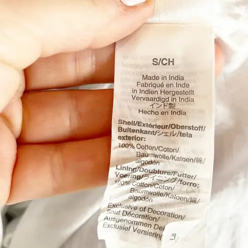 J. Crew Leda Popover Embroidered Striped 3/4 Sleeve Cotton Mini Dress Blue Small