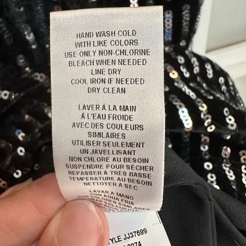 Julia Jordan Velvet Elegant Black & Silver Sequin Formal Shift Dress Size 8 NWT