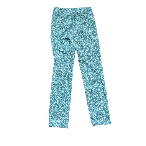 J. McLaughlin Women Teal Blue Leopard Print Straight Leg Pants Size 2