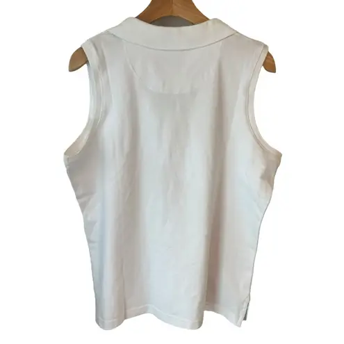 Browning Sleeveless Top Womens XL White V Neck Button Collared Tank Shirt NWT