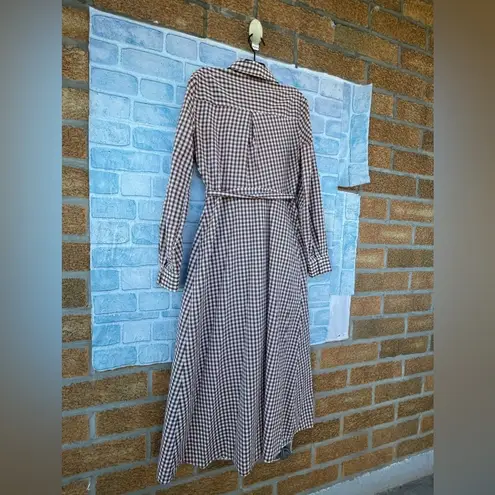 nobody's child gingham dress in brown size 8 White