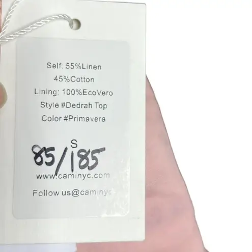 Cami NYC NWT Dedrah Bow Floral Strapless Crop Top Pink Linen Women’s Size Small