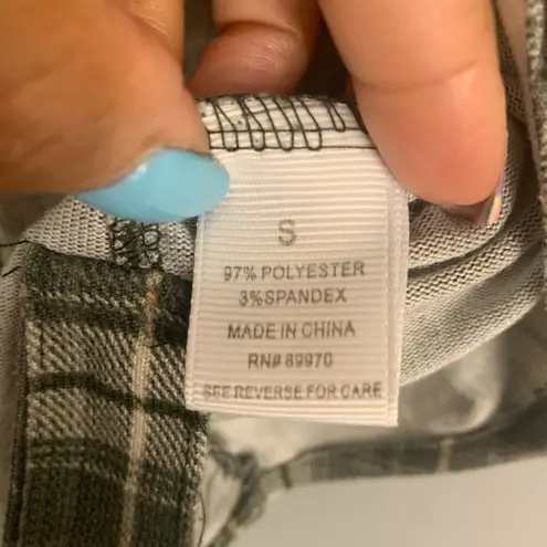 Eden & Olivia Green White Plaid Button Down Shirt Zip Pocket Top Small Womens