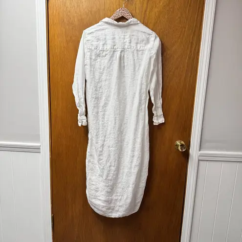 Frank & Eileen Rory Linen Long Sleeve Maxi Shirtdress Button Dress White Small