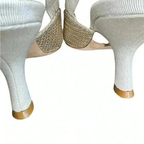 Dior Christian  Nude Chrome Shoes With Crystal On The Side Ribbon Band.