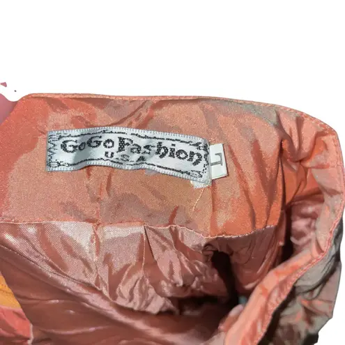 Vintage GoGo Fashion Skirt Layered Ruffle Rosette Detail Coral Peach Formal Orange Size L