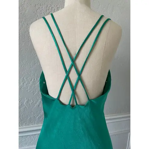 Saunders Emerald Green Satin Slip Midi Dress Size 10