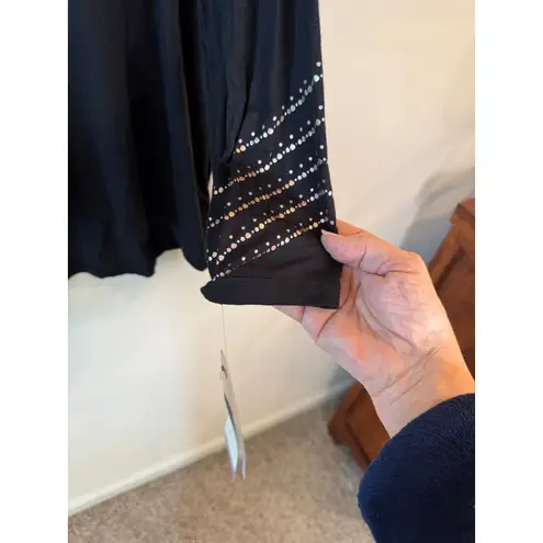 Gaiam NWT Haven Long Sleeve Tee Shirt With Metallic Graphic Black Women Size XL