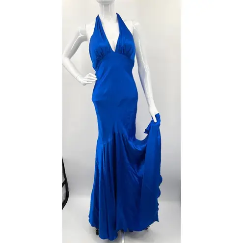 Cache  Blue Silk Mermaid Pageant Prom Gown Dress