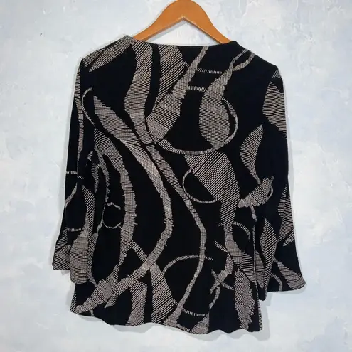 draper's & damon's Black Tan Print Stretch Knit 3/4 Sleeve Office Casual Jacket SP