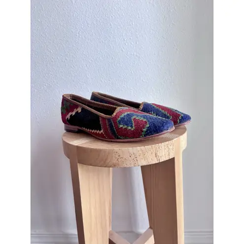 Handmade Womens Kilim Loafer Turkish Wool Rug Shoes Great Condition US 8