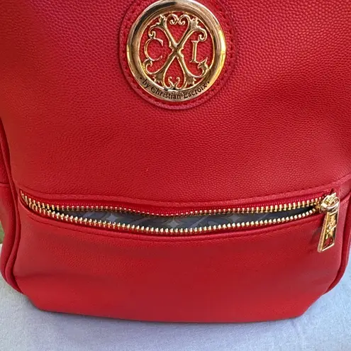 Christian LaCroix CXL by Pine Cavalier Backpack Red Faux Leather w/ Gold Accents