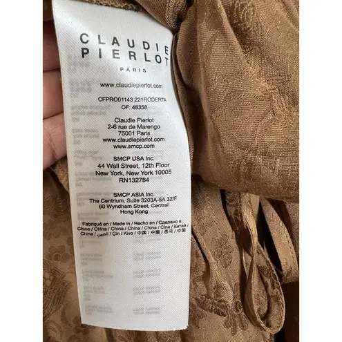 Claudie Pierlot Ruffled Wrap Mini Dress Size 42 US Medium Brown Floral