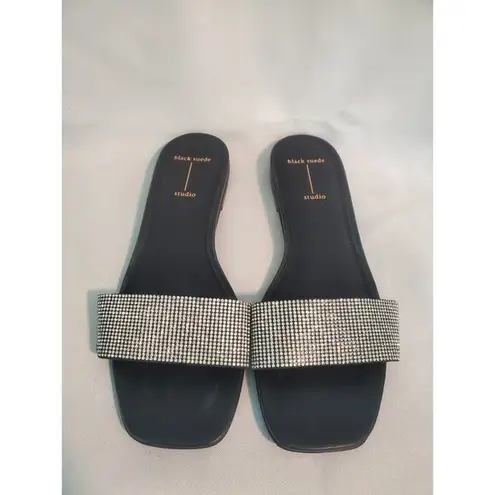 Black Suede Studio Alexandra Slide Sandal. S41 Size 9