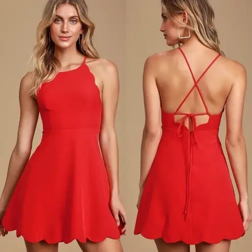 Lulus Play On Curves Backless Dress in Red Size Medium