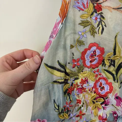 Aratta Silent Journey Tunic Dress Blue Ombre Floral Embroidered Size XS