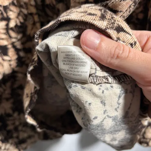 CJ Banks Brown Corduroy Jacket Leaf Print Womens 3X Buttons Artsy Leaves Boho Size undefined