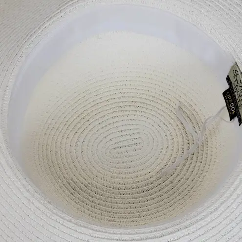 Sun n Sand Womens Sun Hat White Green Tie Dye Ribbon Trim Wide Brim Beach Summer