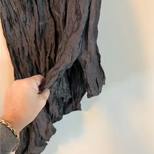 Adri New York Lillie Rubin Asymmetrical Crinkle Skirt Shiny Black Small Vtg 80’s