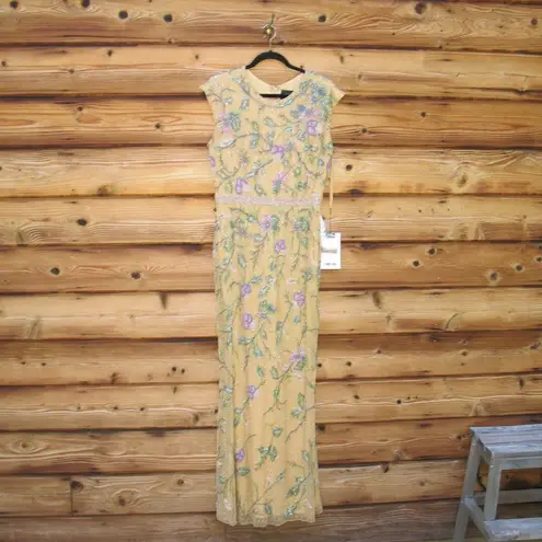 Mac Duggal 5229 Womens FLORAL BEADED CAP SLEEVE EVENING GOWN