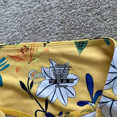 Zyia Active Women’s Yellow Mesh Floral Leggings